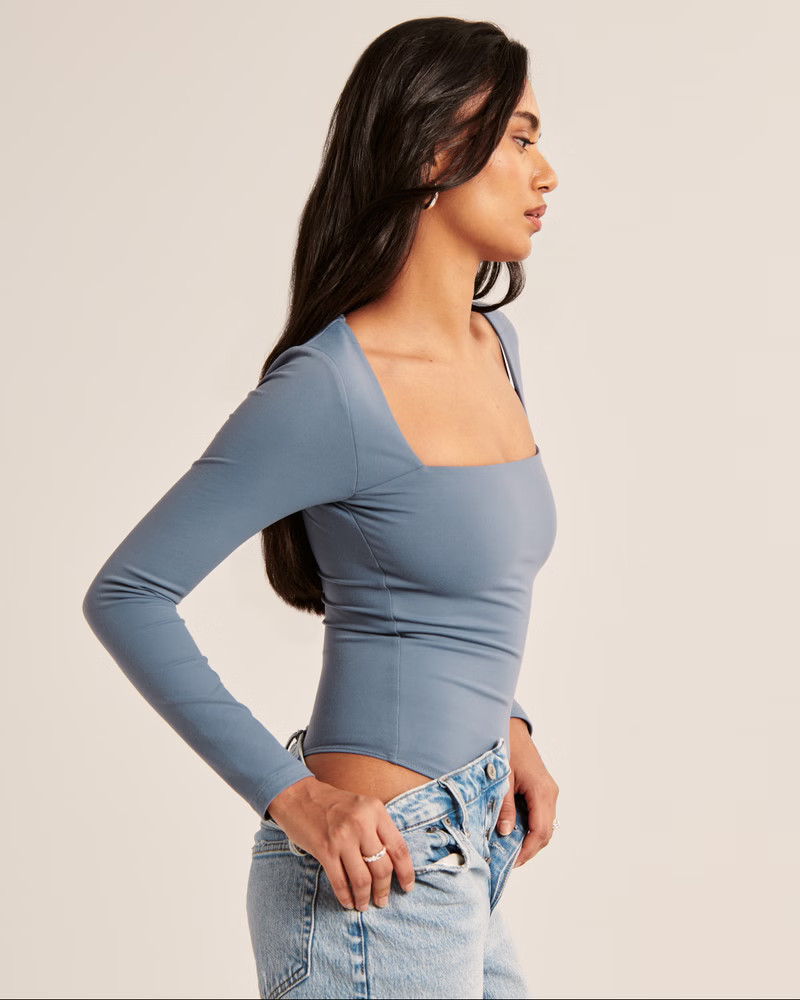 Women's Double-Layered Seamless Fabric Squareneck Bodysuit | Women's Tops | Abercrombie.com | Abercrombie & Fitch (US)