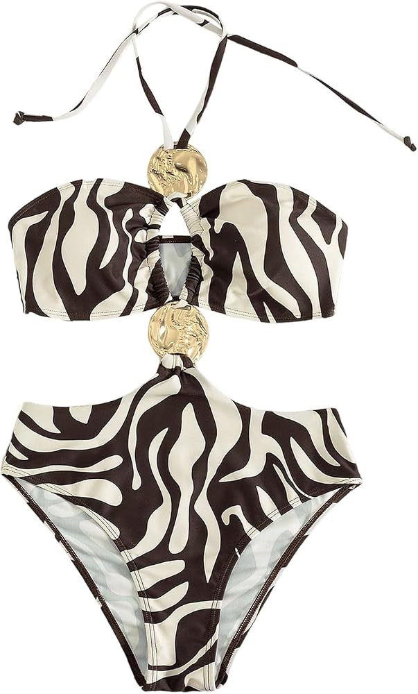 SHENHE Women's One Piece Swimsuit Cut Out Sexy Criss Cross Halter Bathing Suit Monokini | Amazon (US)