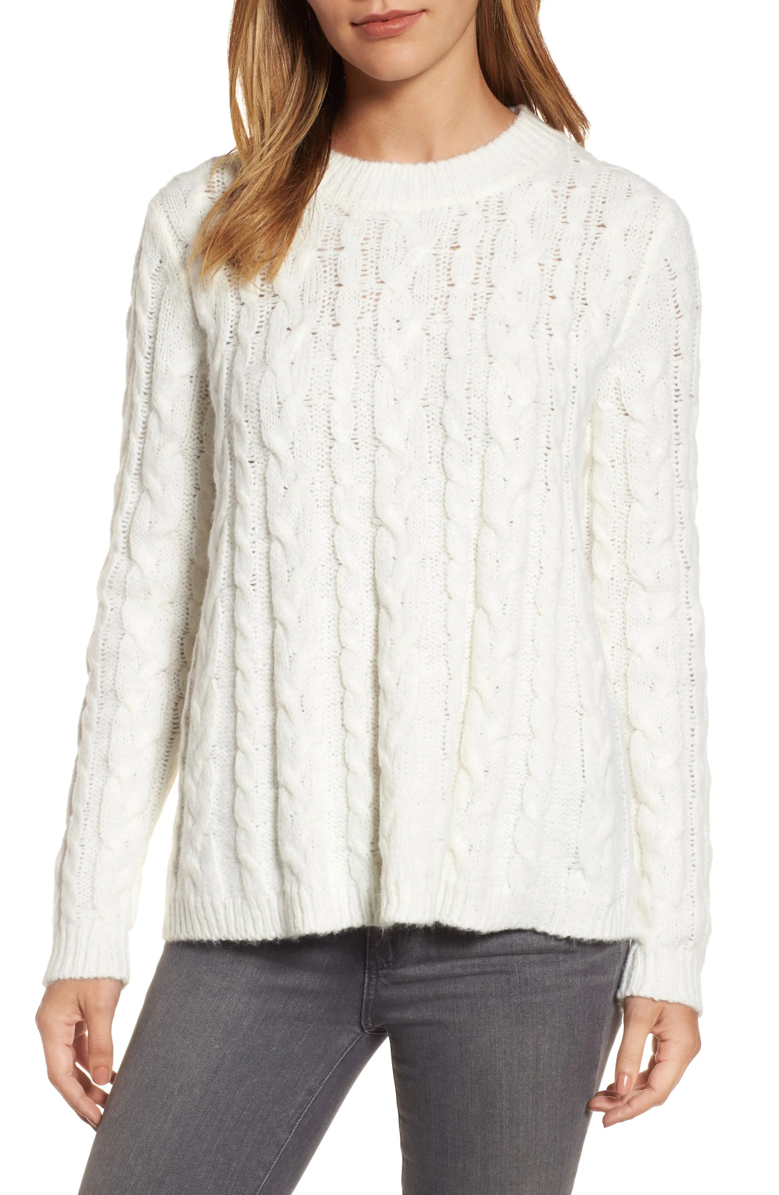 Trapeze Fit Cable Knit Sweater | Nordstrom