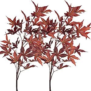 Rinlong Artificial Maple Leaves Branches Fall Leaves Foliage Decor Golden Flame Red Autumn Greene... | Amazon (US)