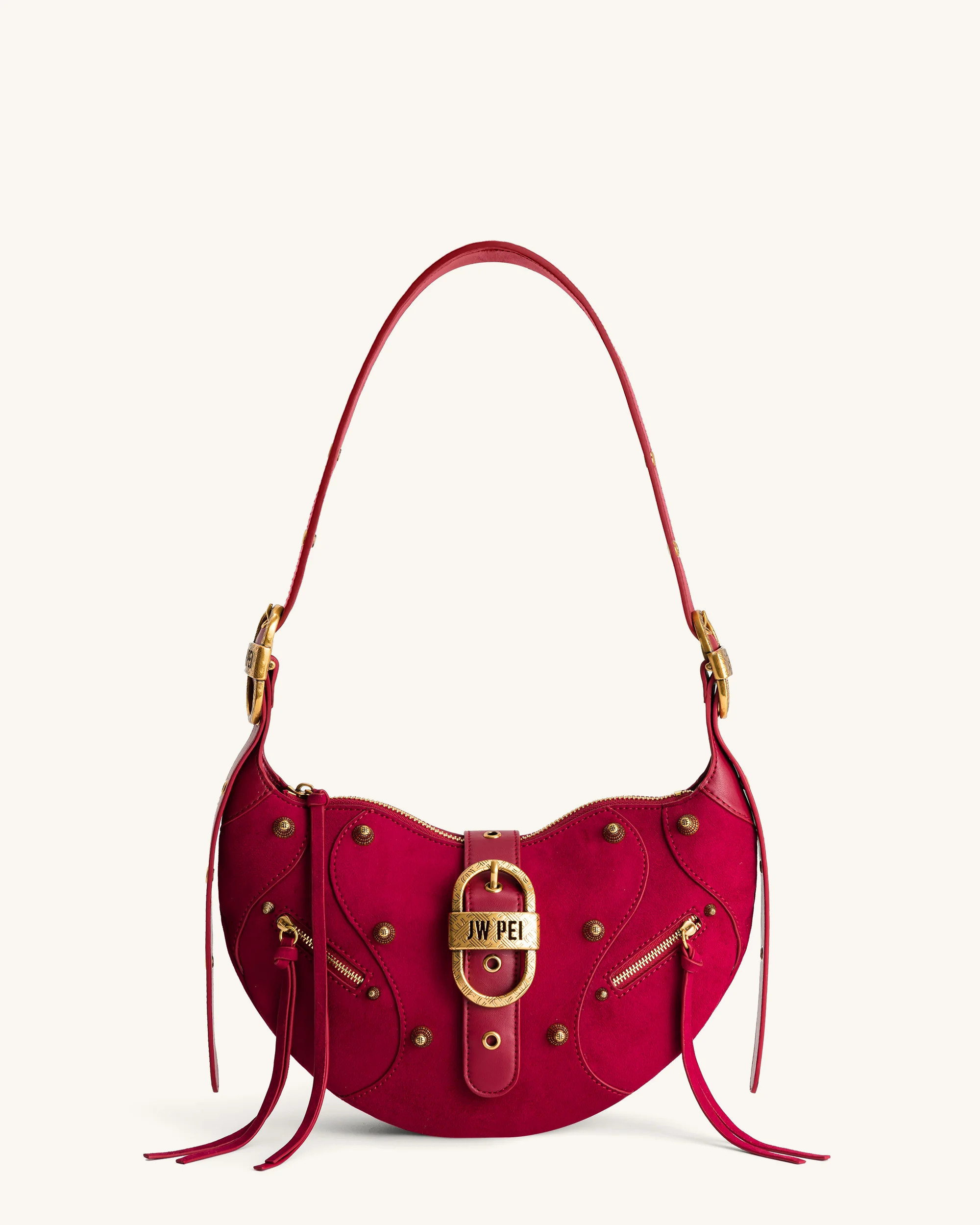 Tessa Suede Shoulder Bag - Deep Magenta | JW PEI US