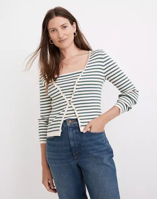 Carmon Crop Cardigan Sweater in Stripe | Madewell