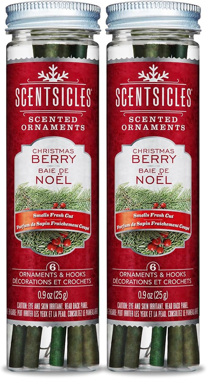 Scentsicles Christmas Berry Scented Ornaments with Hooks - 2 Bottles (12 Sticks Total) | Amazon (US)