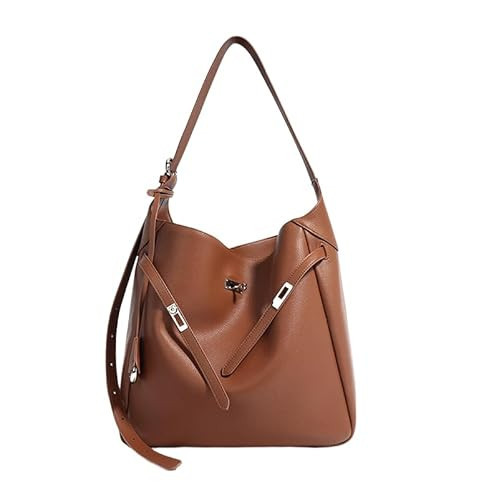 Rosvovo Genuine Leather Hobo Bag for Women, Slouchy tote Bags Purse Shoulder bag with Adjustable Strap Brown | Amazon (US)