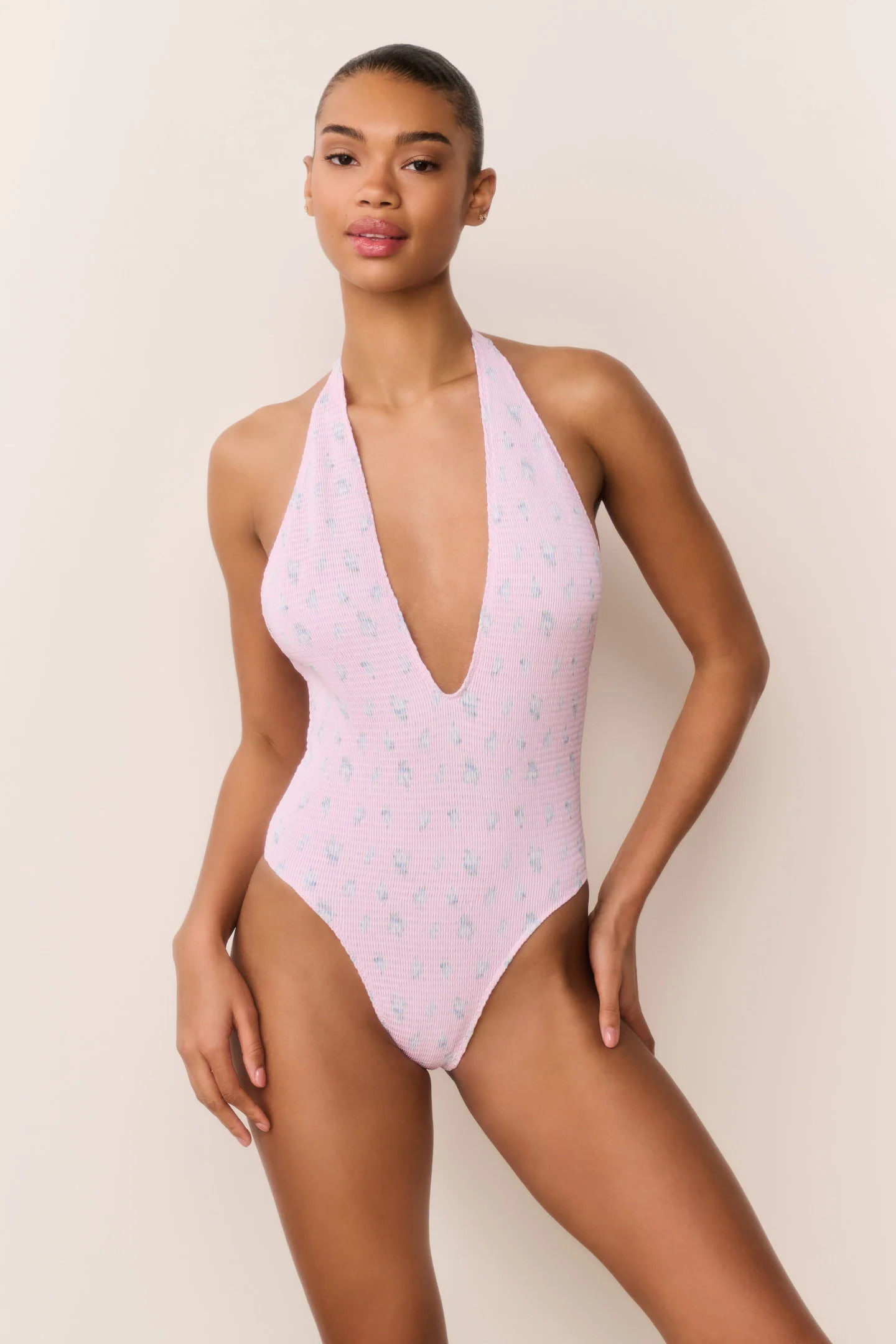 Gienna Floral Halter One-Piece Swimsuit | LoveShackFancy