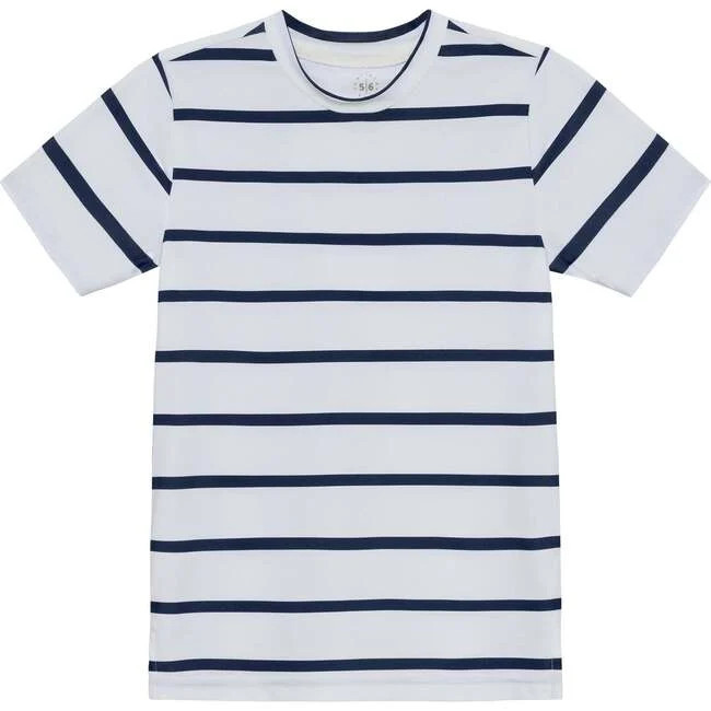 Courtside Kids | Boys Practice T-Shirt, Navy Blue Stripe (Stripes, Size 11-12Y) | Maisonette | Maisonette