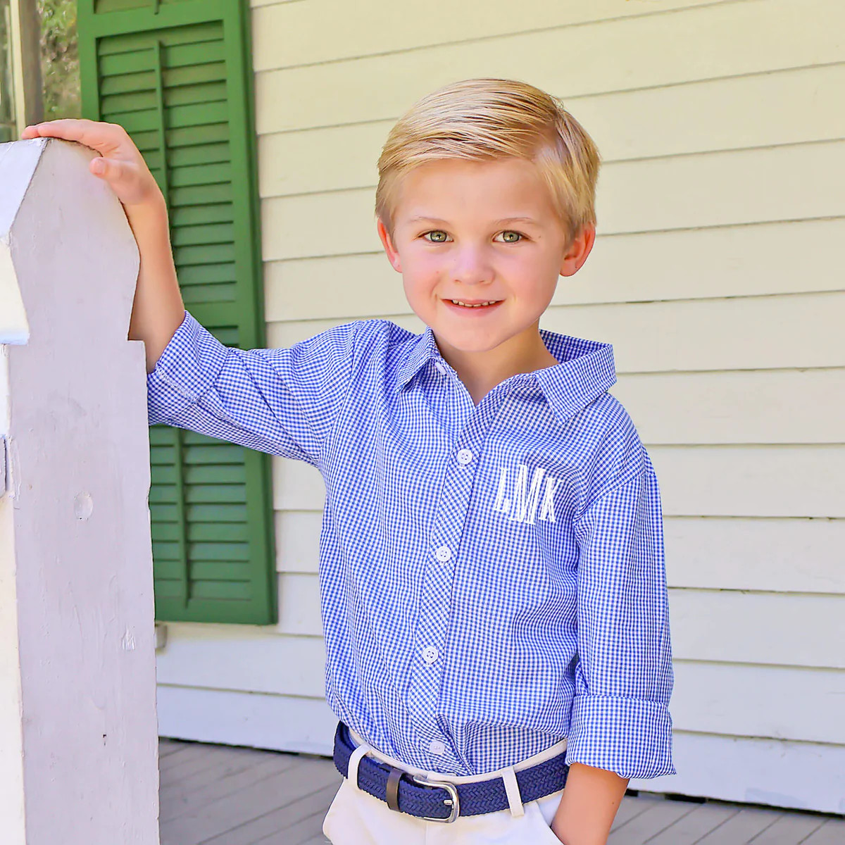 Royal Blue Gingham Button Down Shirt | Classic Boys Dress Shirt | Classic Whimsy