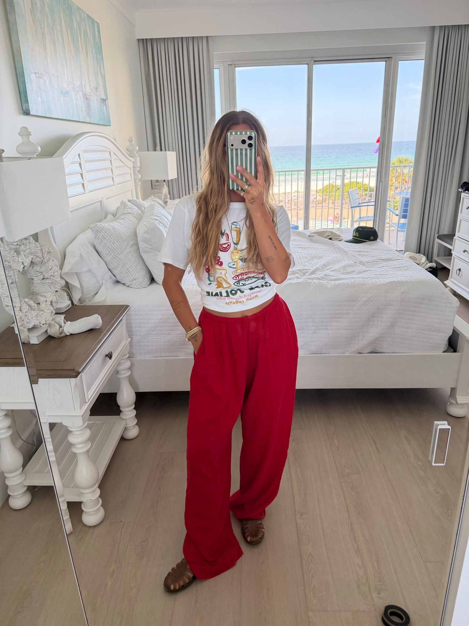 Beach outfit! Short small, pants small! Jelly sandals are true to size ☀️☀️