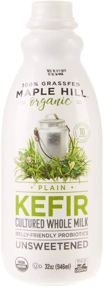 Maple Hill Crea mery, 100% Grass Fed Kefir, Plain, Organic 32 Ounce | Amazon (US)