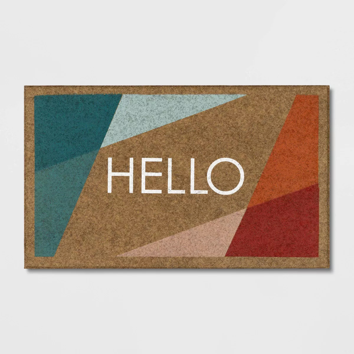 1'6"x2'6" 'Hello' Bright Block Faux Coir Doormat Beige - Room Essentials™: Outdoor Welcome Mat,... | Target