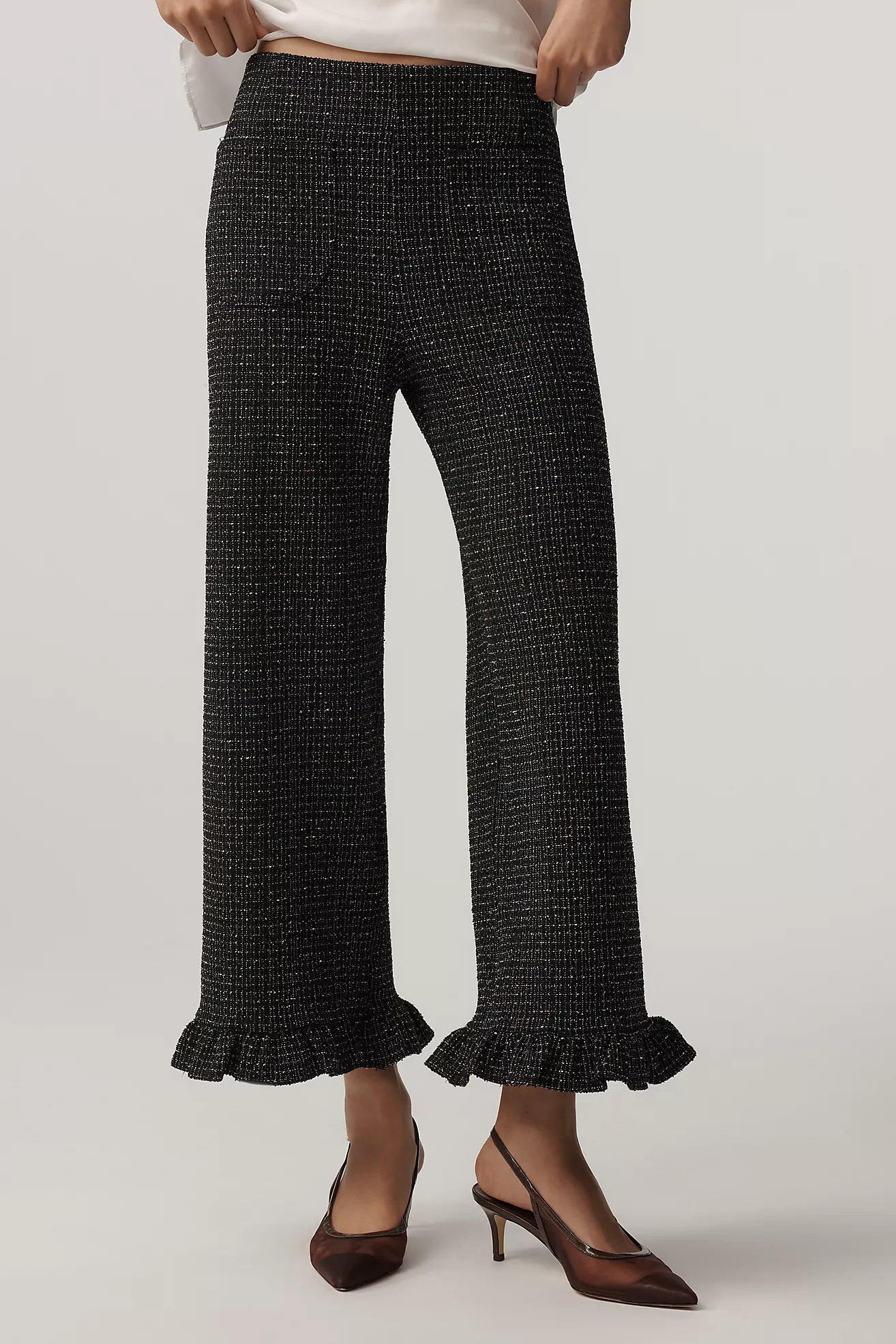 The Colette Crop Tweed Ruffle-Hem Pants by Maeve | Anthropologie (US)