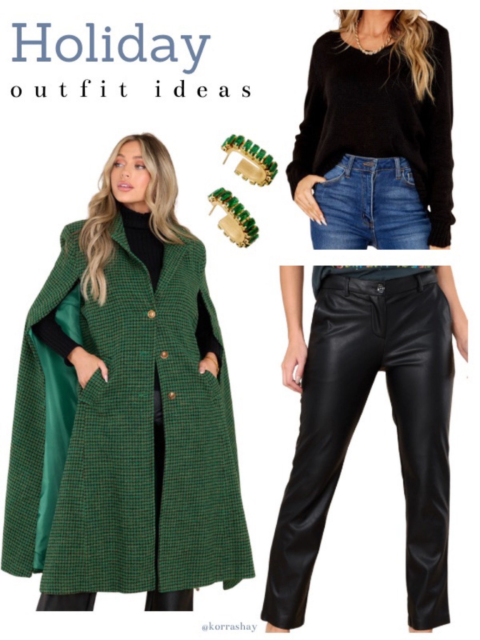 Holiday outfit ideas! The perfect Christmas Eve outfit with pants and a gorgeous green cape coat!

#LTKSeasonal #LTKfit #LTKHoliday