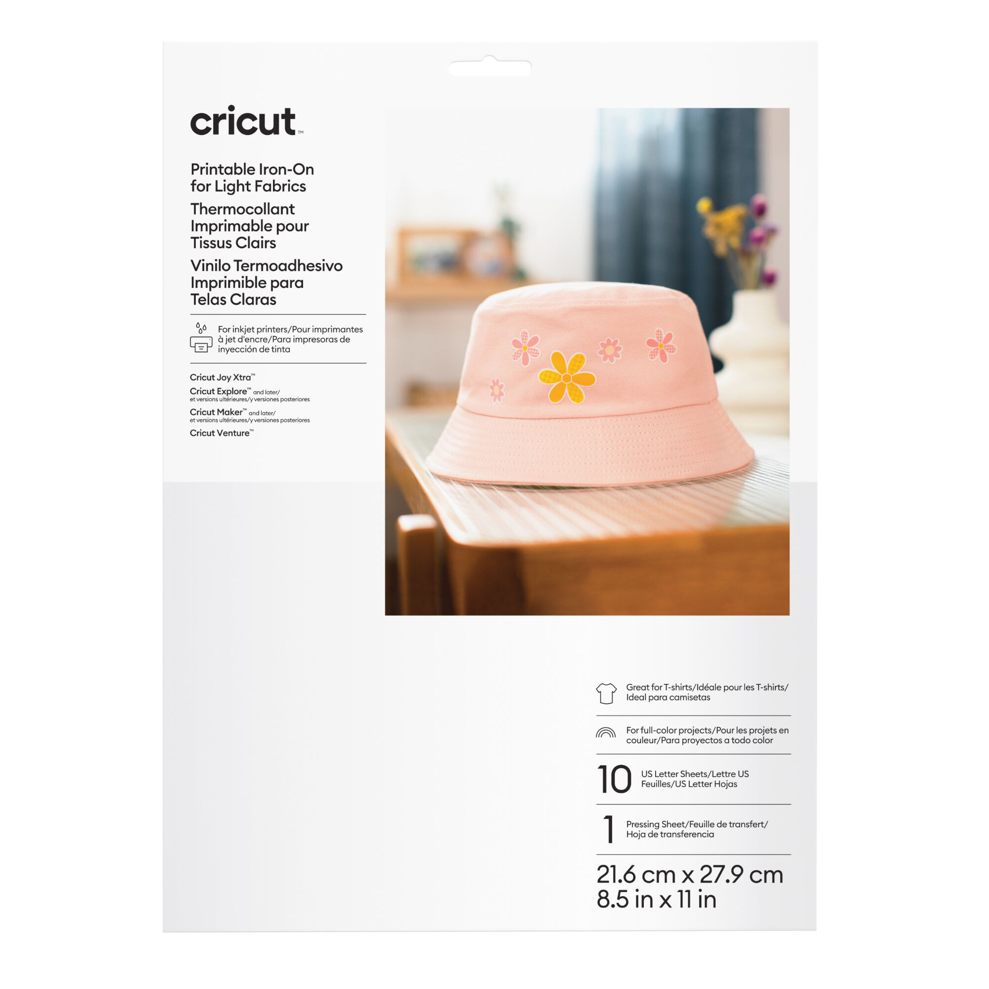 Cricut Printable Iron on | Light Fabrics | 8.5 in x 11 in (10) | Cricut
