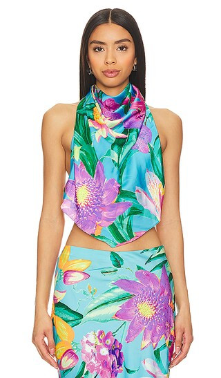 x REVOLVE Ocean Crop Top With Pearl Chain in Turquoise | Revolve Clothing (Global)