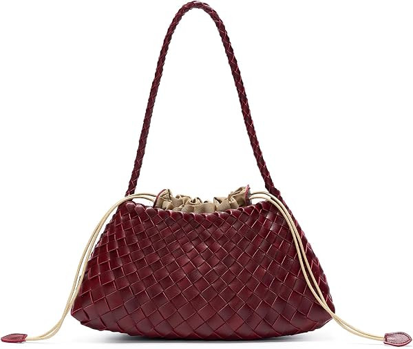 Small Woven Purse for Women Vegan Leather Underarm Shoulder Hobo Handbag | Amazon (US)