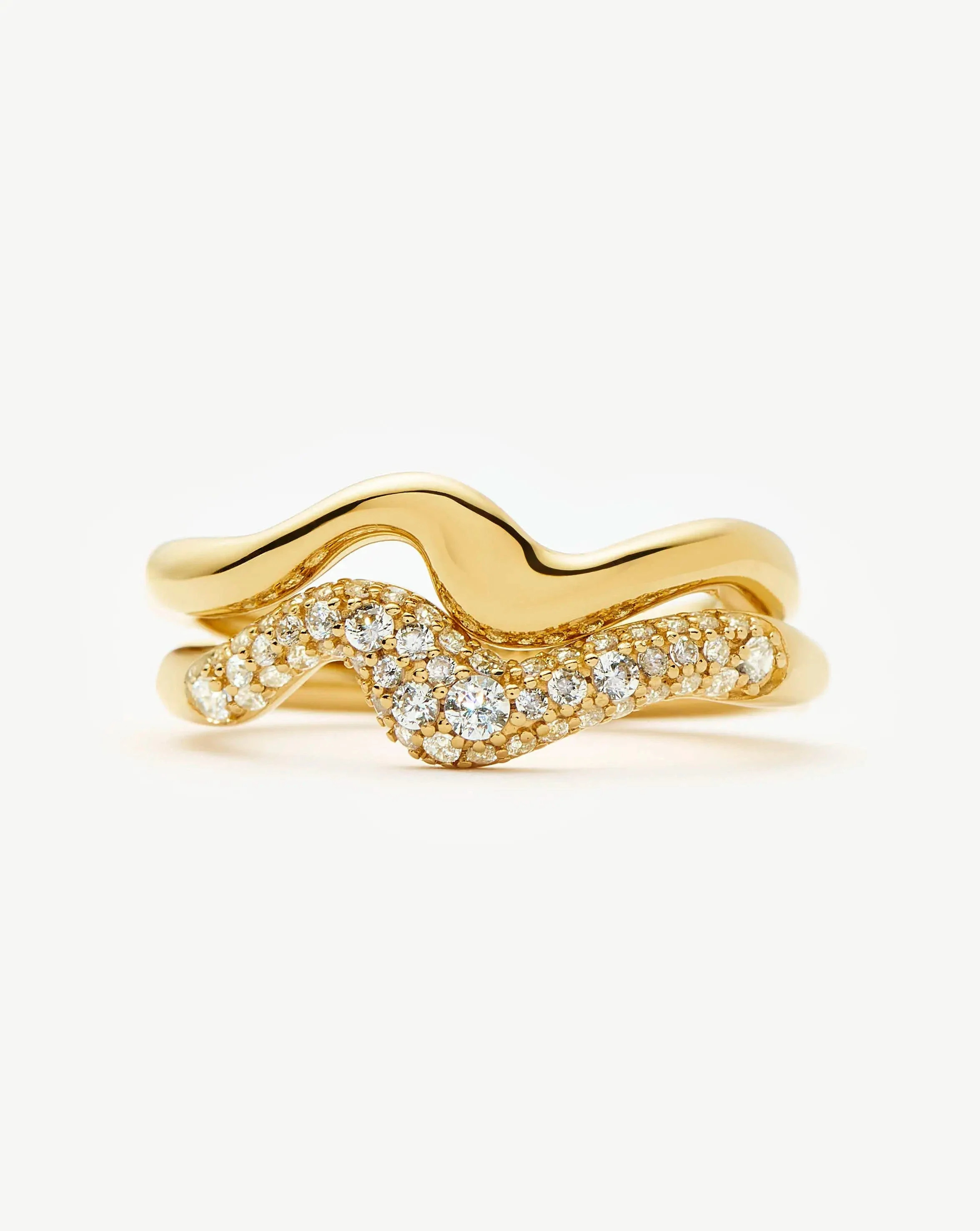 Molten Stacking Ring Set - Gold/Cubic Zirconia | Missoma US | Missoma US