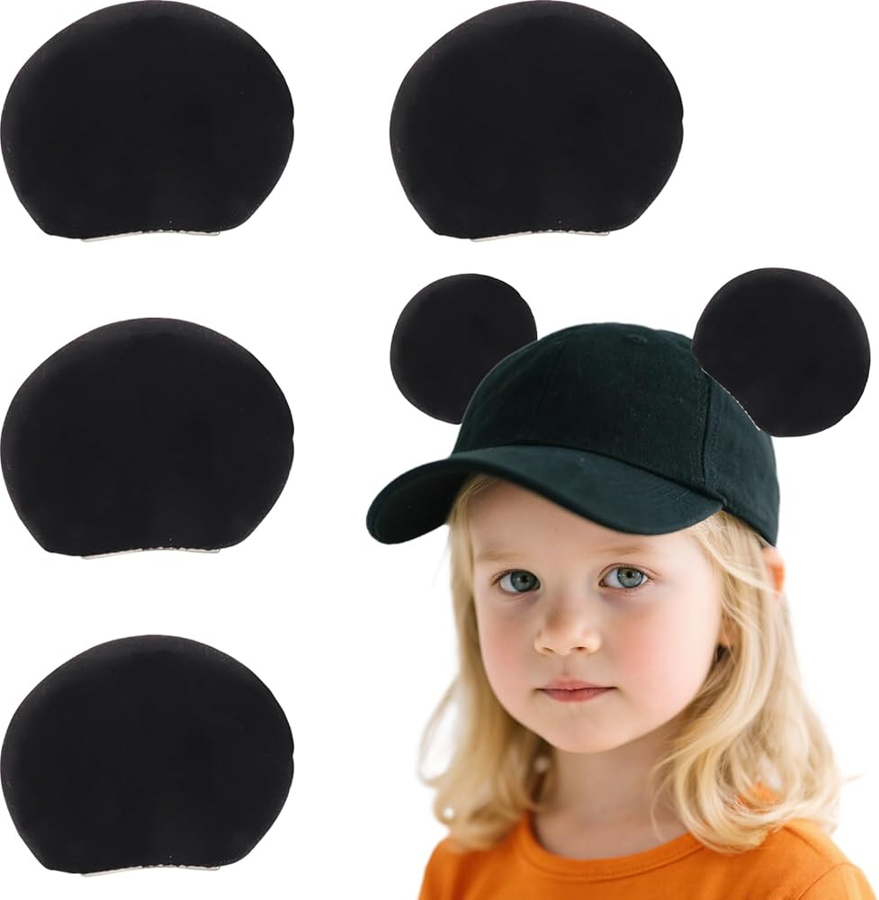 4Pcs Magnetic Mouse Ears for Hats – 3.5" Black Plush Magnetic Ears for Baseball Caps, Trucker H... | Amazon (US)