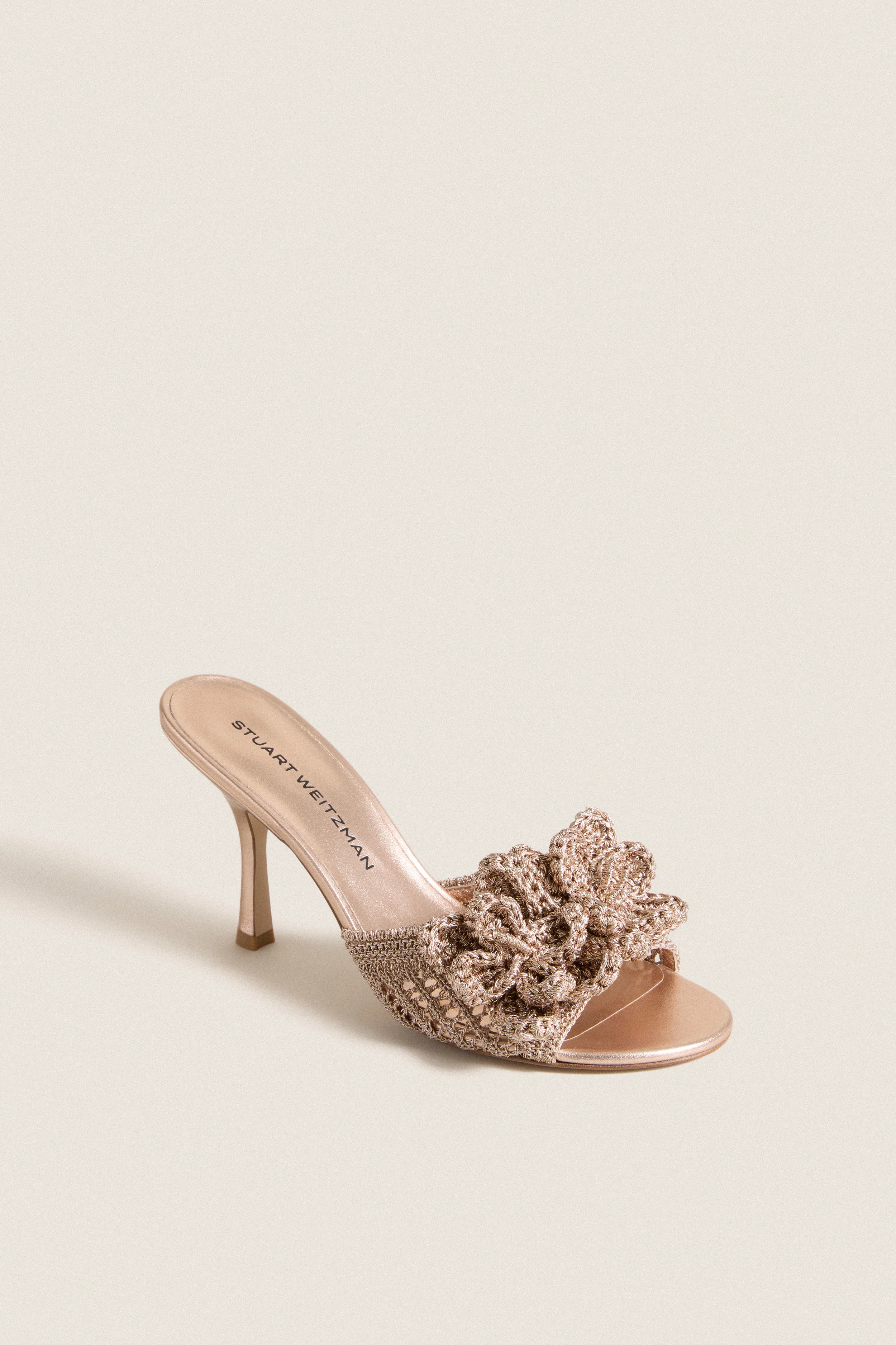 Golden Crochet Lotus Slide 85 Heels | Tuckernuck (US)