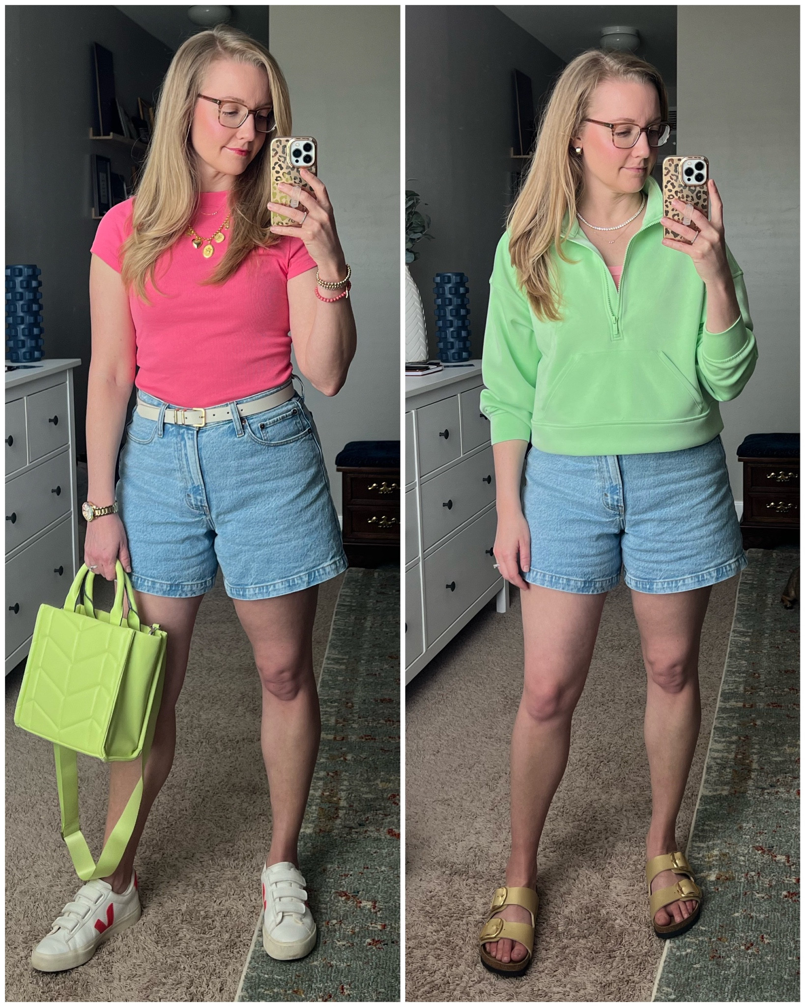 My outfits recently. I’m in love with these lighter wash Abercrombie Dad shorts! My new belt and charm necklace help elevate my casual outfit to make them feel more authentic to me. 

Pink shirt #hocflamingopink
Green sweatshirt #hocmintgreen

#createdcolorful #createdcolorfulspring #hocspring #tcispring #pcaspring #lightspring #warmspring #truespring #brightspring #clearspring #paintboxspring #bluespring

#LTKstyletip #LTKsalealert #LTKfindsunder50
