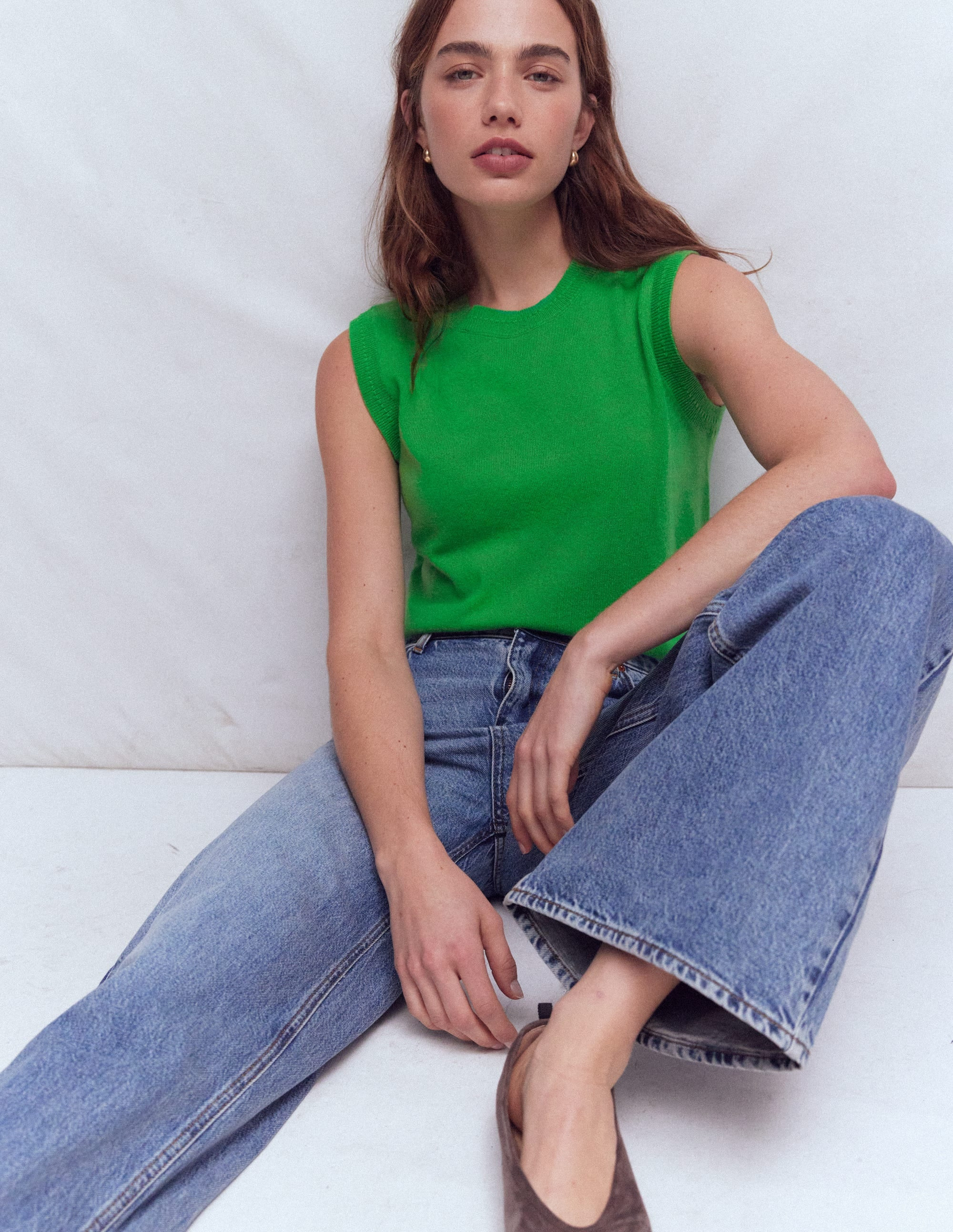 Eva Cashmere Vest-Sapling Green | Boden (US)