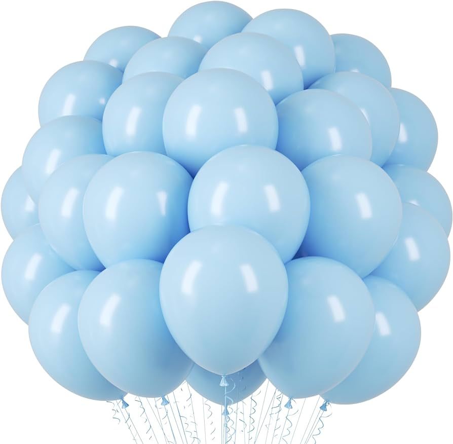 Light Blue Balloons, 66pack 12inch Baby Blue Latex Party Balloons for Boys Girls Birthday Party, ... | Amazon (US)