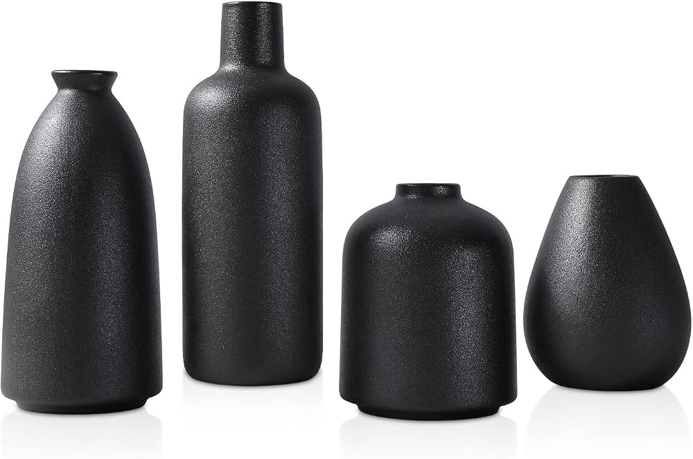 Dinyeo Cylinder Minimalist Small Ceramic Decorative Flower Vase Set of 4 for Centerpieces Decor (... | Amazon (US)
