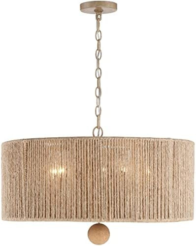 Crystorama JES-B7105-BS Jessa - 5 Light Pendant in Natural, Organic, and raw Style - 24 Inches Wi... | Amazon (US)