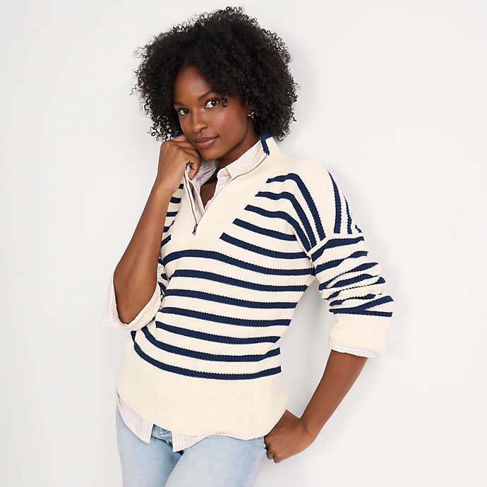 Women's Drifter Cotton Quarter Zip Pullover Sweater | Lands' End (US)