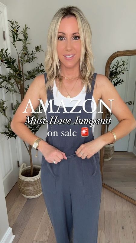 Amazon jumpsuit! Sale alert! 🚨This wide leg jumpsuit is a 10/10! The straps are adjustable + there are pockets! 🙌🏻 Love the tie waist- adds definition! Perfect for vacation, date night, and a summer party! Wearing grey in small- 6 colors available!  I’m 5’7” for reference. My Amazon’s Choice sunglasses are also on sale! 

Jumpsuit, Amazon jumpsuit, overalls, casual outfit, vacation outfit, travel outfit, errands outfit, mom outfit, summer outfit 

#LTKFindsUnder50 #LTKStyleTip #LTKSaleAlert
