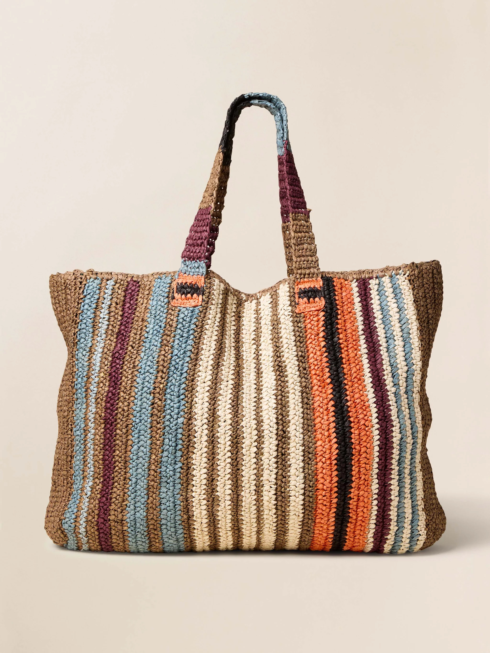 Straw Striped Beach Tote - Canyon Stripe | Faherty