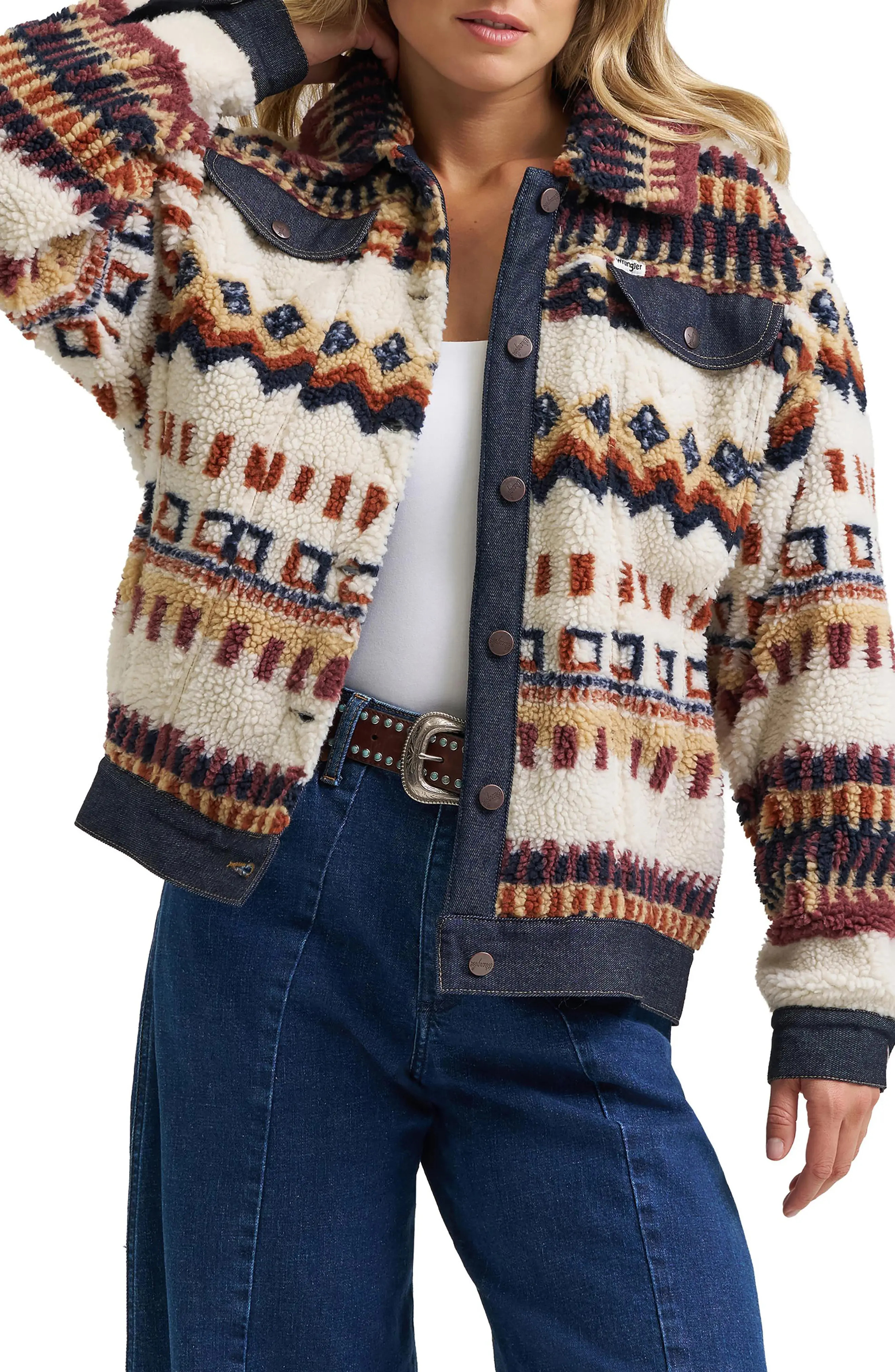 Wrangler Fair Isle Faux Shearling Jacket (Women) | Nordstrom | Nordstrom