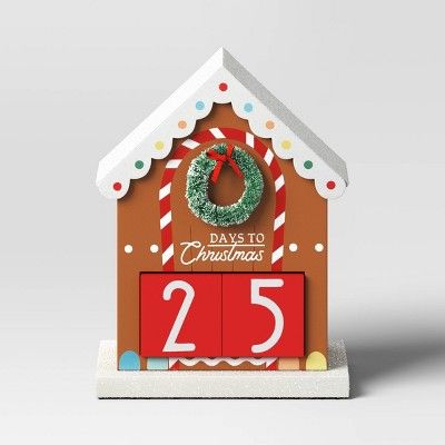 8.25" Wood Gingerbread House 'Days to Christmas' Tabletop Countdown Sign Brown - Wondershop™ | Target