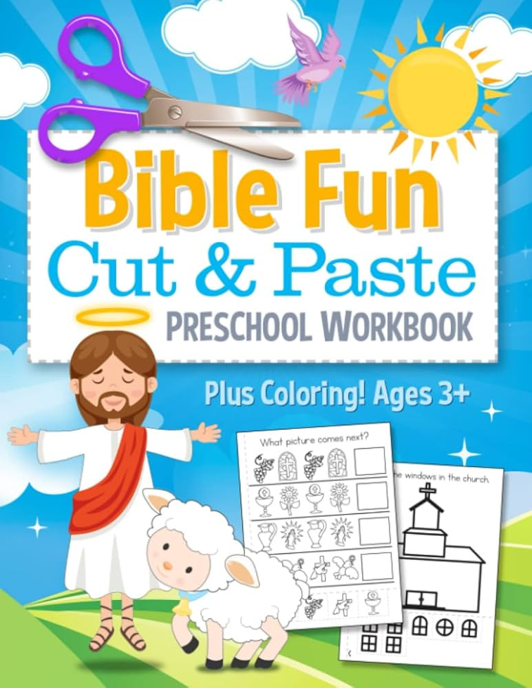 Bible Fun Cut and Paste Preschool Workbook: Coloring and Cutting Kids Christian Activity Book | Amazon (US)