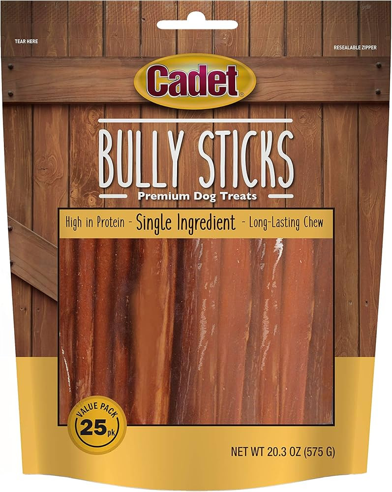 Cadet Bully Sticks for Dogs - All-Natural, Long-Lasting Grain-Free Dog Chews - Bully Sticks for S... | Amazon (US)