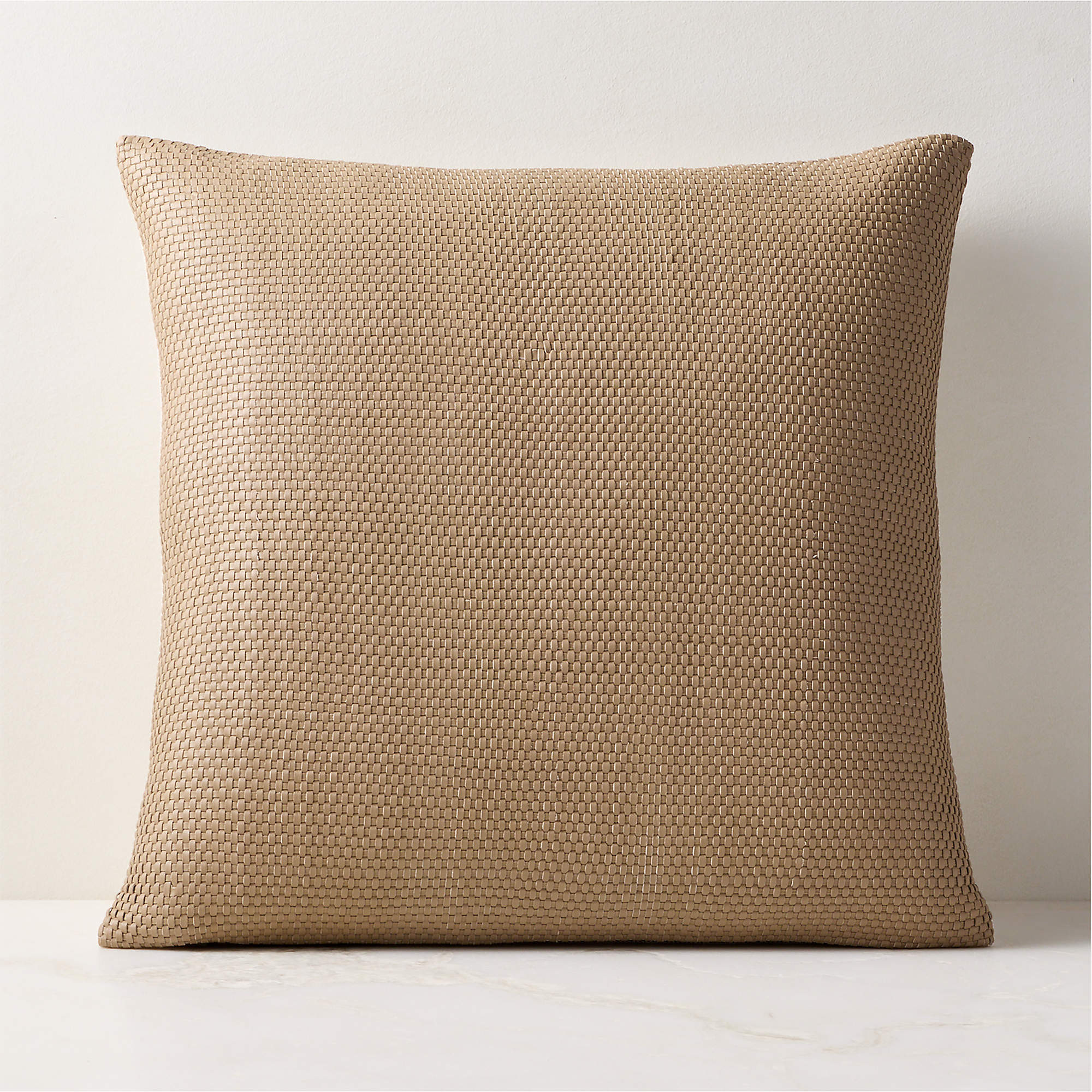 Benny Handwoven Brown Leather Throw Pillow Cover 20"x20" | CB2 | CB2
