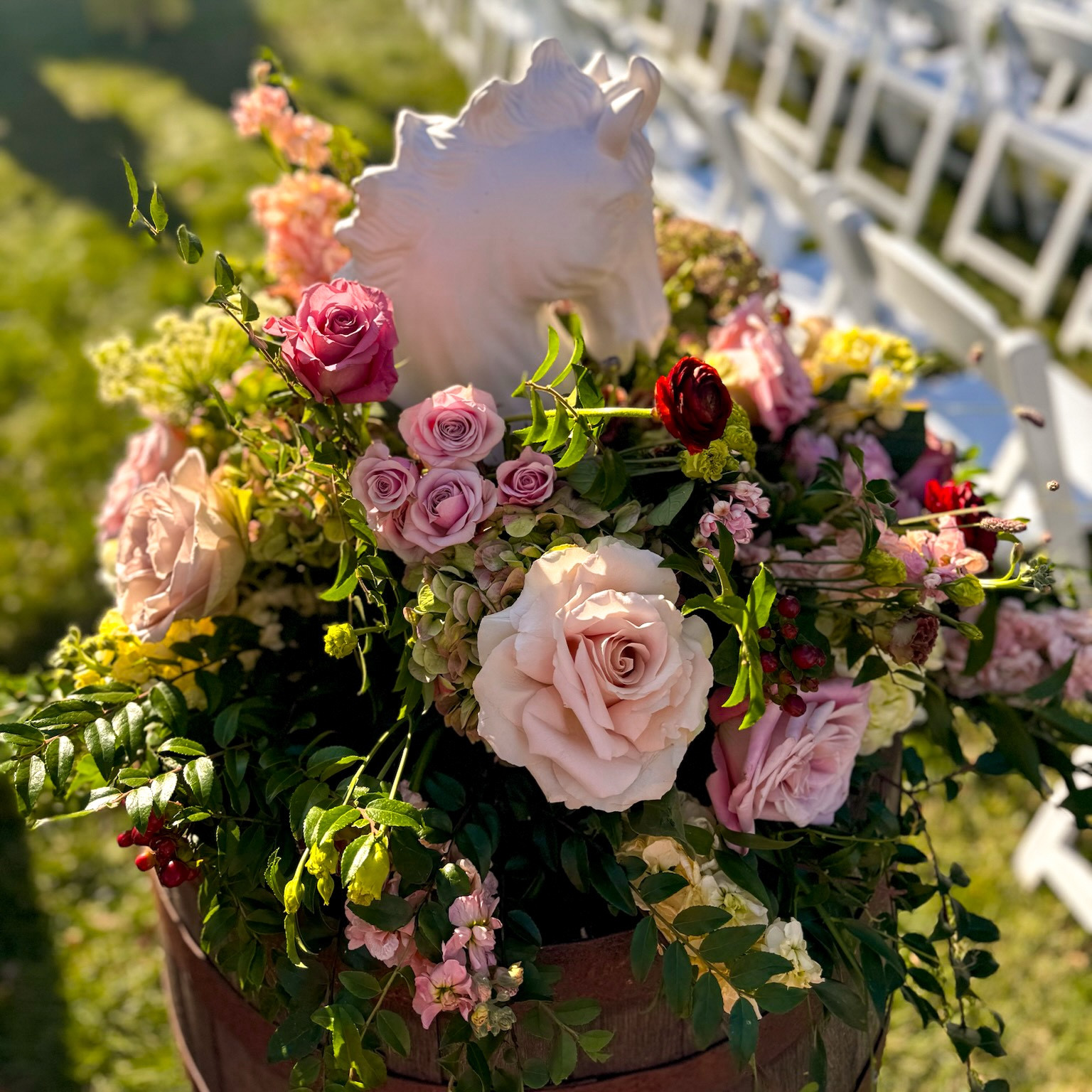 Ceremony whiskey barrel floral pieces 

#LTKWedding #LTKFindsUnder50 #LTKParties