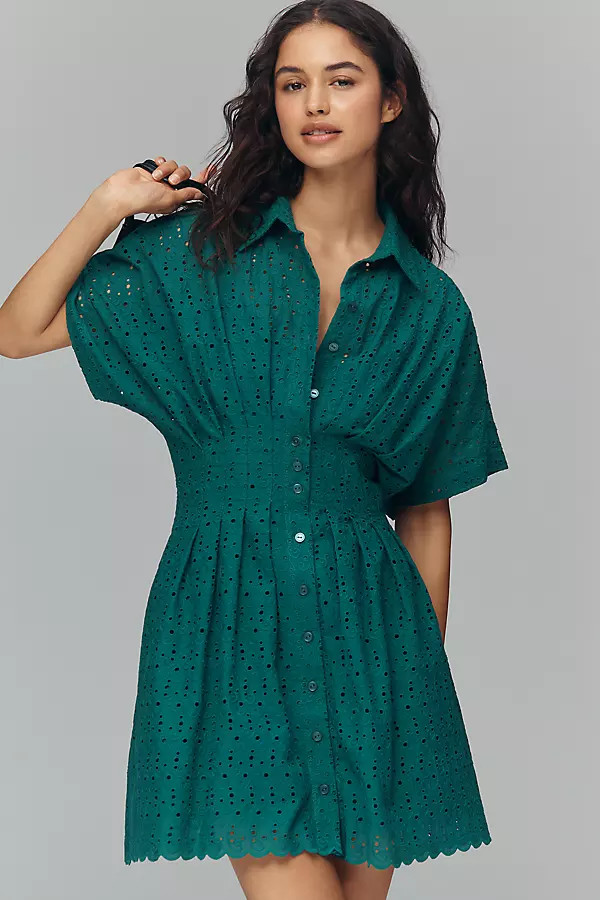 Tobie Eyelet Mini Shirtdress by Exquise | Anthropologie (US)