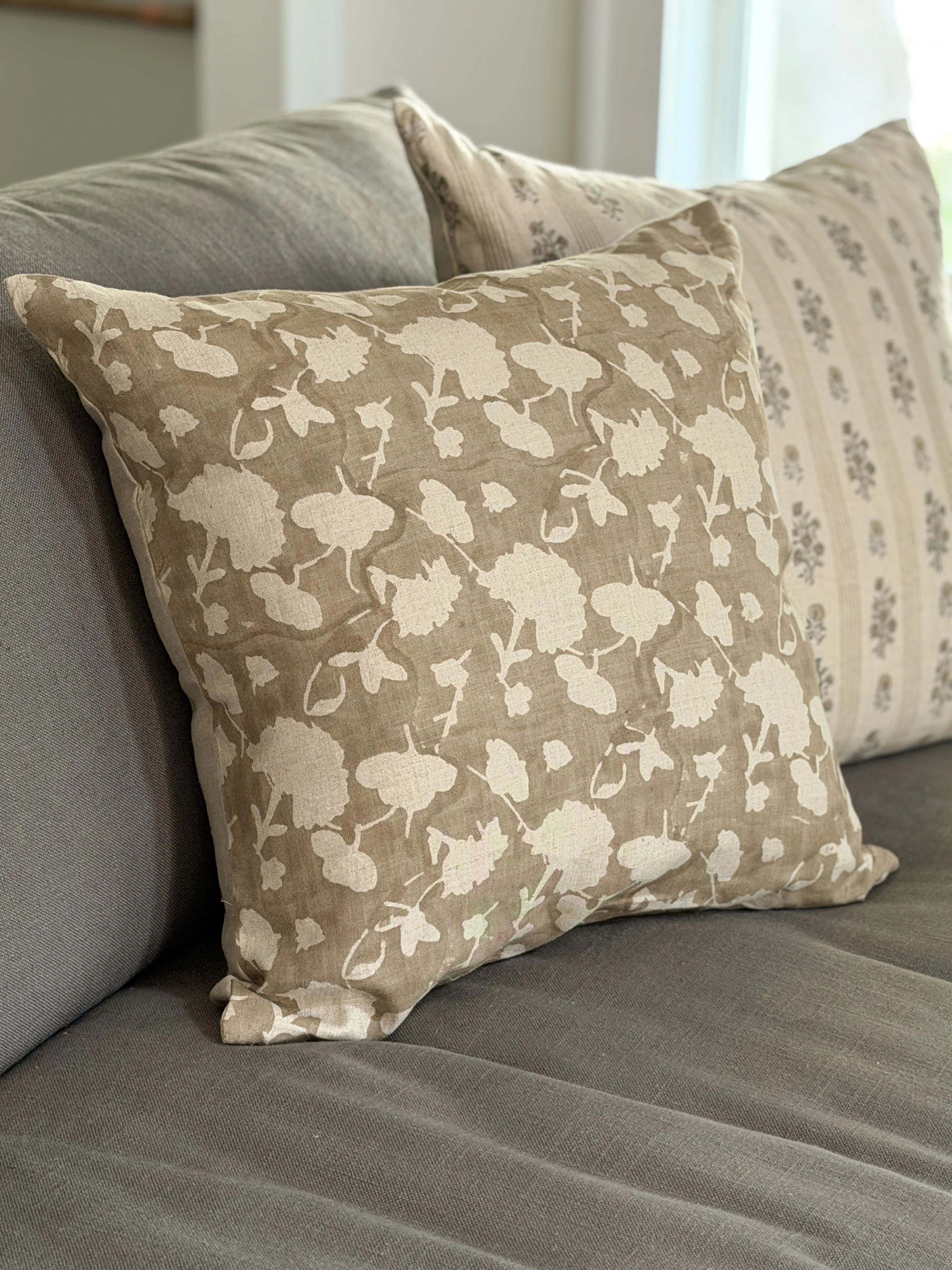 Meadow Block Print Throw Pillow Cover, 22x22 | Cottage and Key