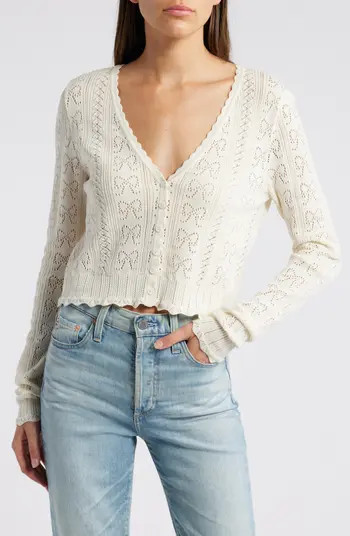 LoveShackFancy Petra Cotton Pointelle Cardigan | Nordstrom | Nordstrom