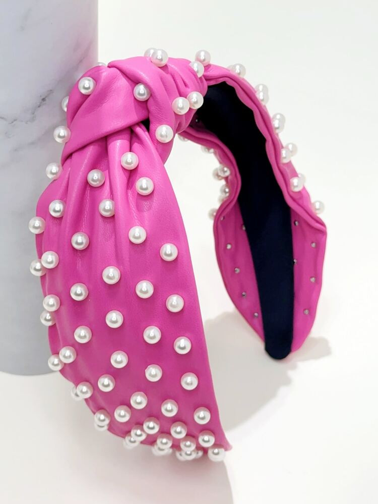 Faux Pearl Decor Knot Detail Wide Headband | SHEIN
