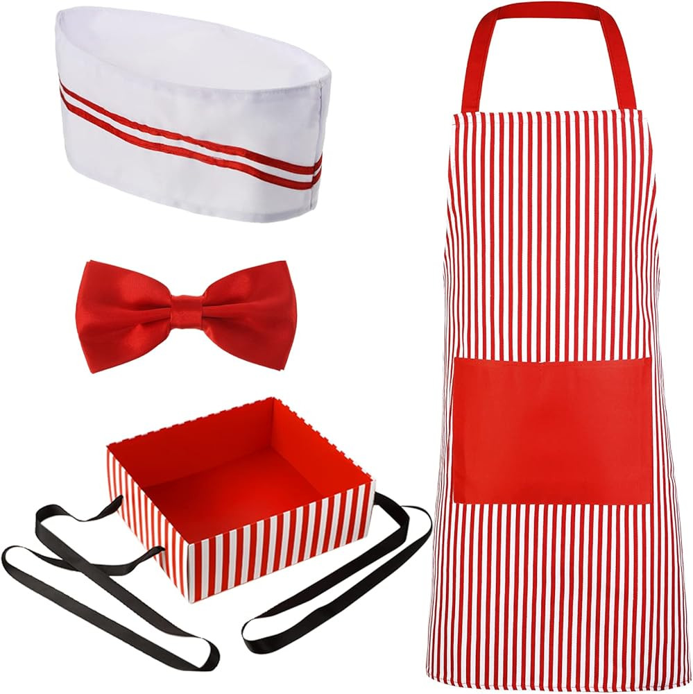 SATINIOR 4 Pcs 1950s Adult Waiter Costume Hot Dog Soda Jerk Movie Night Waitress Cosplay Costume ... | Amazon (US)