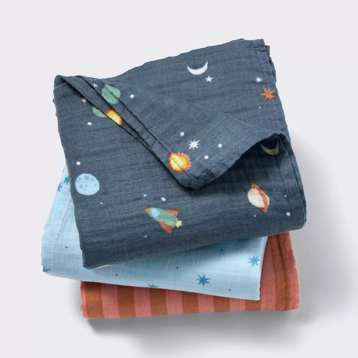 Muslin Swaddle Baby Blanket - Space - 3pk - Cloud Island™: 47" x 47" Soft Cotton, Logo Pattern,... | Target