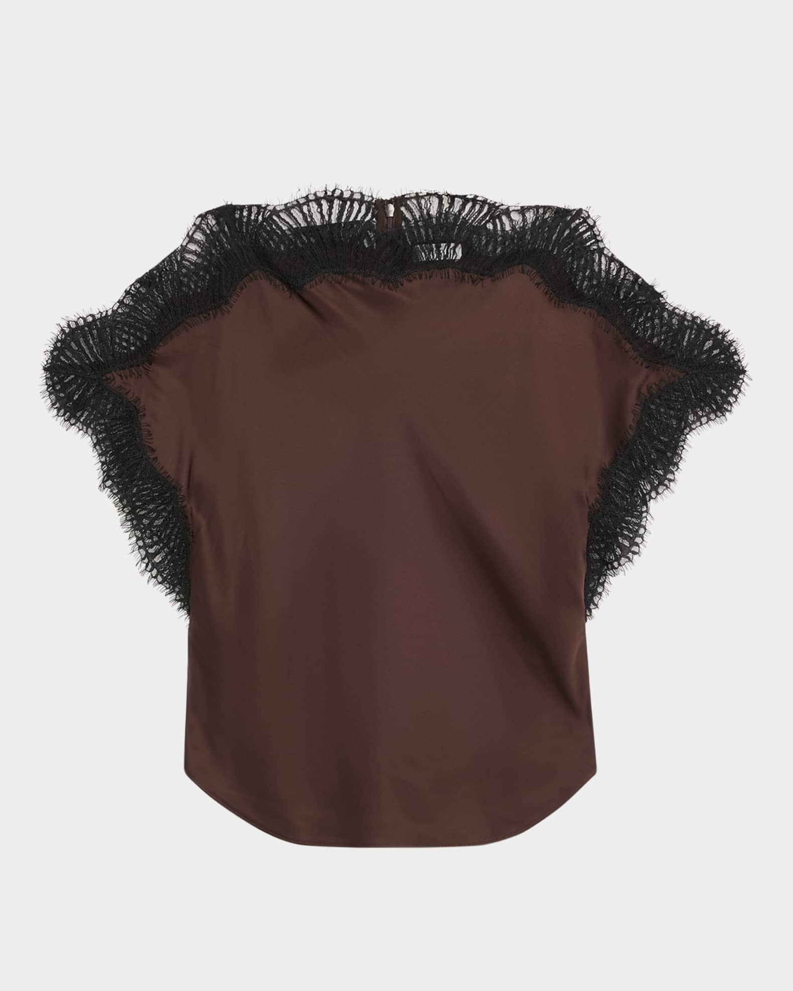 Luna Satin Lace-Trim Top | Neiman Marcus