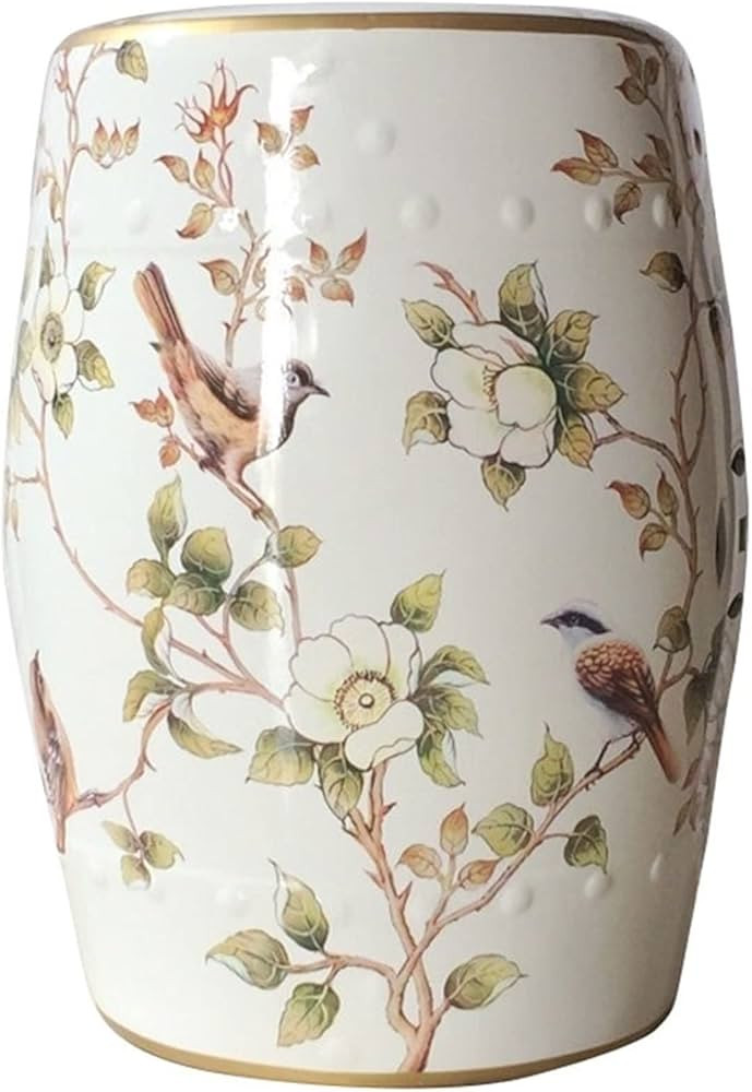 Decorative Ceramic Garden Stool, Glazed Hollow Flower and Bird Changing Stool, Suitable for Livin... | Amazon (US)