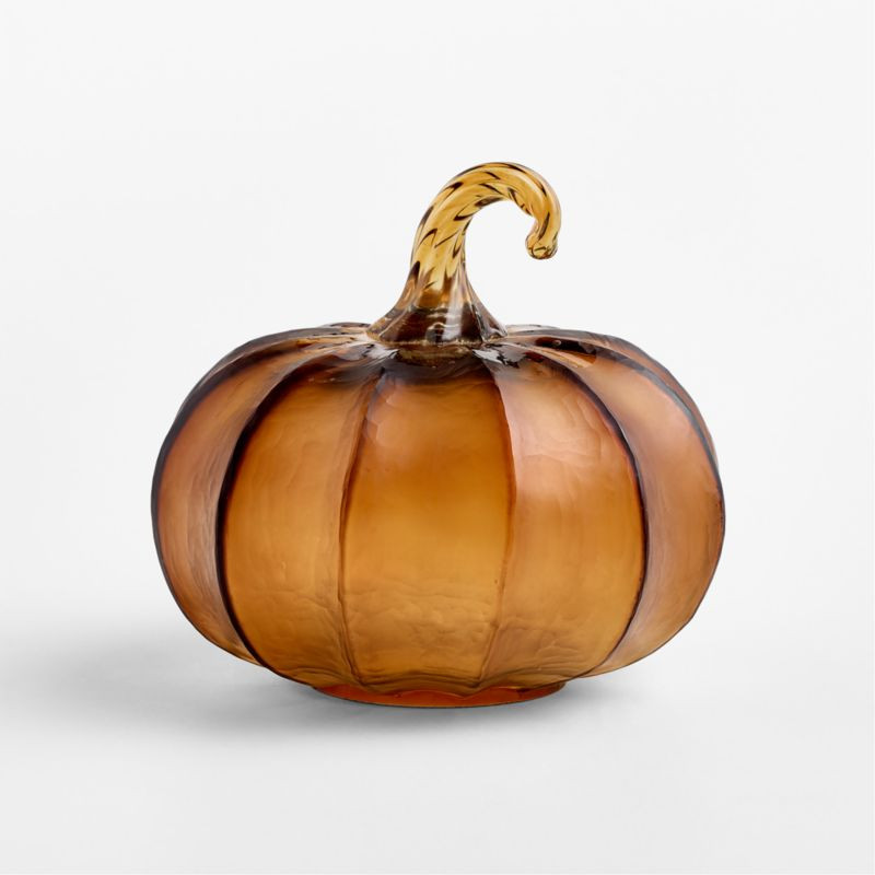 Amber Mini Glass Pumpkin | Crate & Barrel