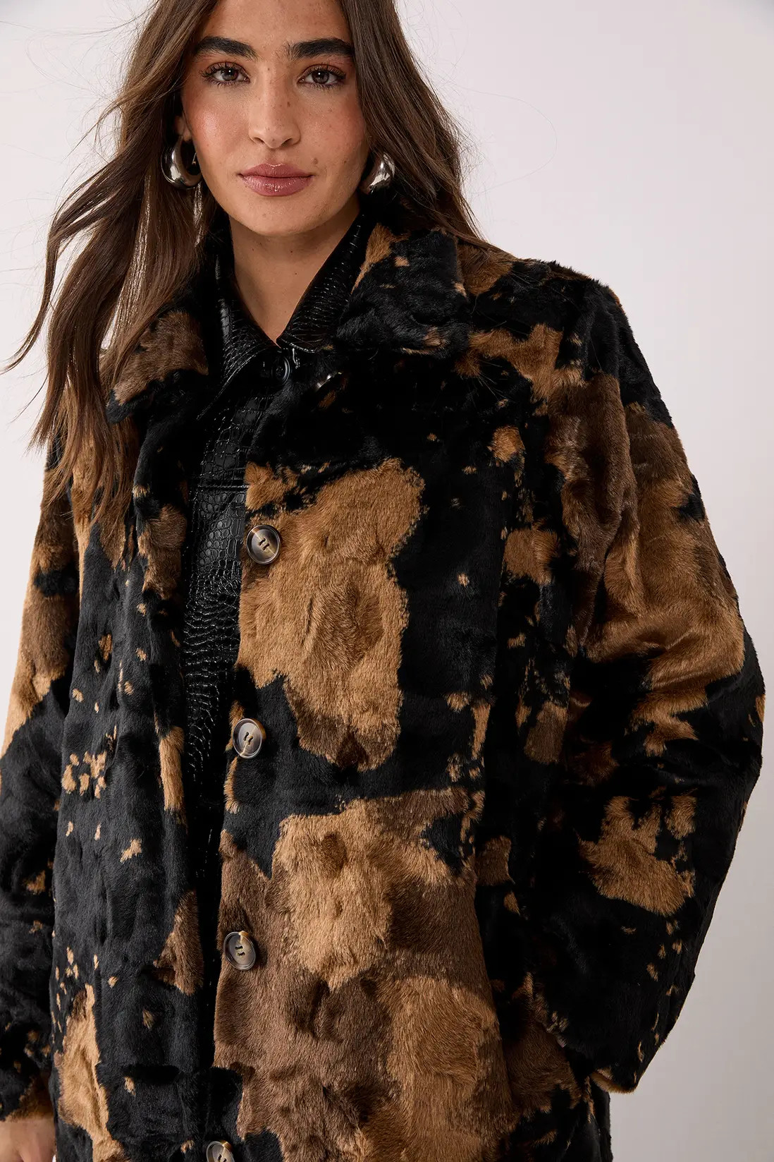 Cow Print Faux Fur Longline Coat | Nasty Gal US