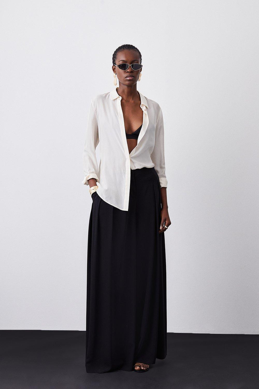 Soft Tailored Pleated Wide Leg Pants | Karen Millen US