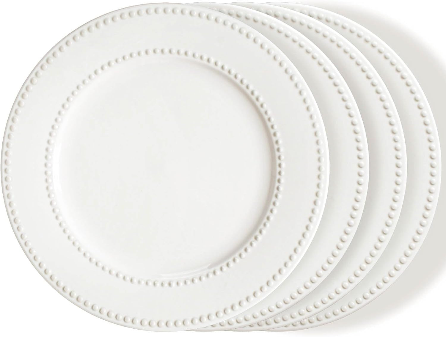 Dinner Plates Set of 4, 10.5 inch White Ceramic Plates, Embossed Salad Plates, Serving Plates for... | Amazon (US)