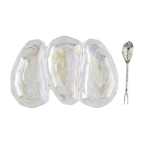 Mud Pie Oyster Triple Dip; dish 6" x 9" | utensil 5 1/2" | Amazon (US)