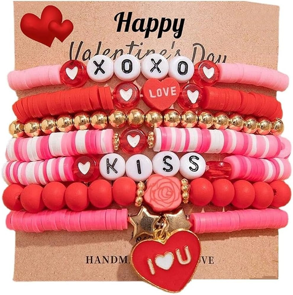 COLORFUL BLING Holiday Heishi Surfer Bracelet Set for Women St. Patrick’s Day Valentine's Day M... | Amazon (US)